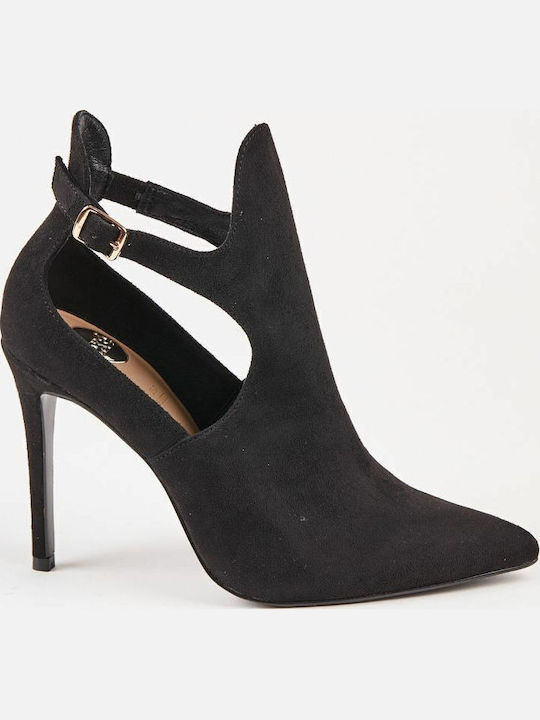 Jessica 920 Suede Γυναικεία Μποτάκια με Ψηλό Τακούνι Μαύρα