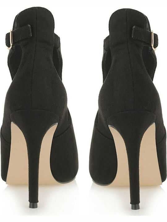Jessica 920 Suede Γυναικεία Μποτάκια με Ψηλό Τακούνι Μαύρα