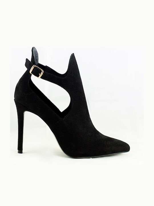 Jessica 920 Suede Γυναικεία Μποτάκια με Ψηλό Τακούνι Μαύρα
