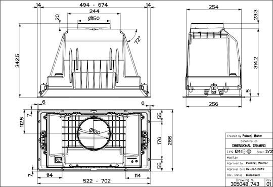 Faber Inka Plus HC X A70 Mecanism de Absorbție 70cm Inox