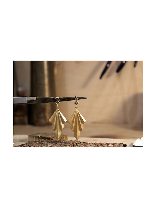 Fey Papanikou Women's Double Folds Earrings in Gold Plated Silver with Tourmalines - Double-Folds