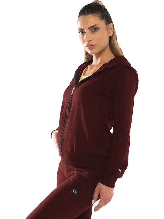 Women's Sweatshirt Jacket Hooded Burgundy