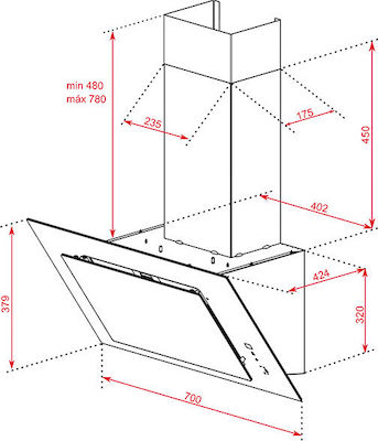 Teka DVT 78660 TBS Απορροφητήρας Καμινάδα 70cm Μαύρος