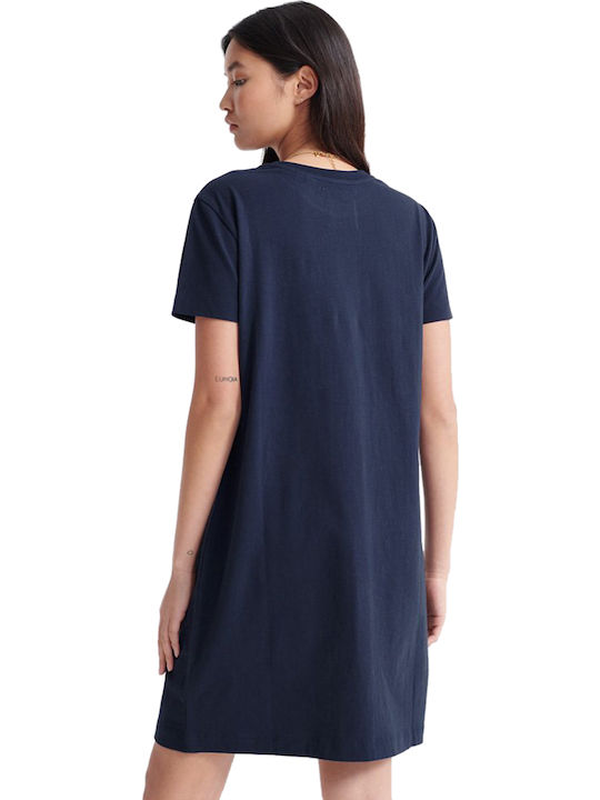 Superdry Orange Label Summer Mini T-Shirt Dress Navy Blue