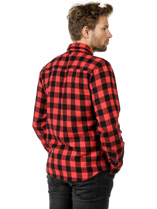 Devergo Shir Men's Shirt Long Sleeve Cotton Checked Red