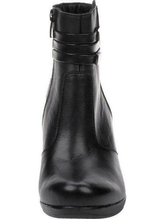 Leder Stiefeletten Damen Schwarz