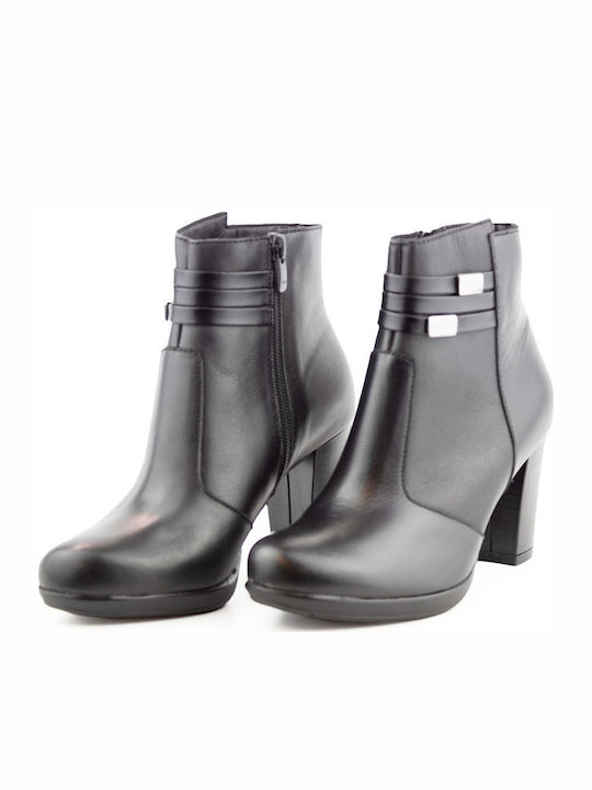 Leder Stiefeletten Damen Schwarz