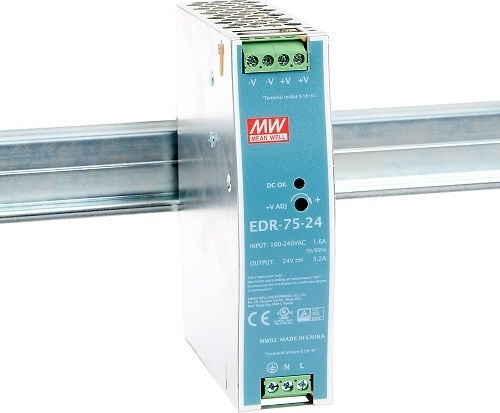 Mean Well Τροφοδοτικό Ράγας με Έξοδο 12V και Ισχύ 75W 6.3A