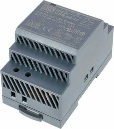 Mean Well HDR60-12 DIN Rail Power Supply 4.5A/12V/54W