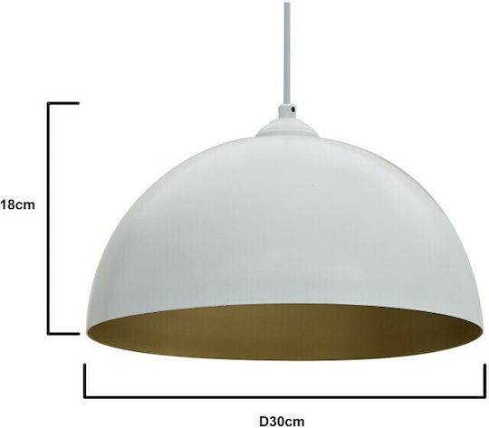 Click Pendant Light White Bell with Socket E27 30x30x84cm