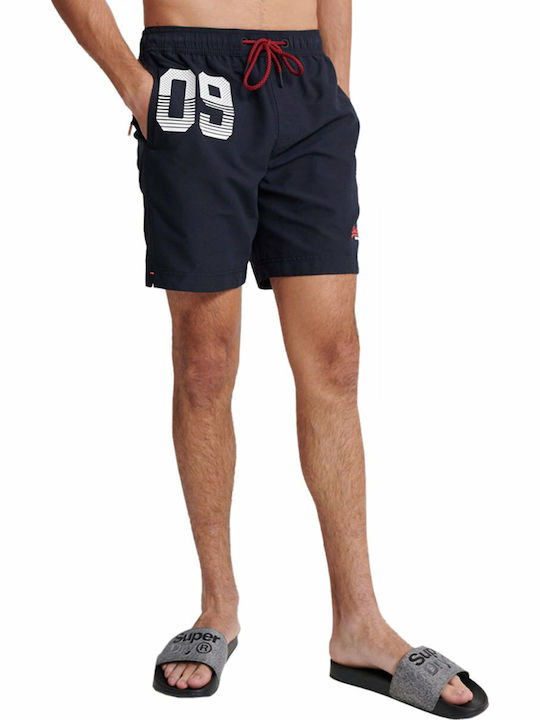 M D1 Men's Swimwear Shorts Navy Blue with Patterns