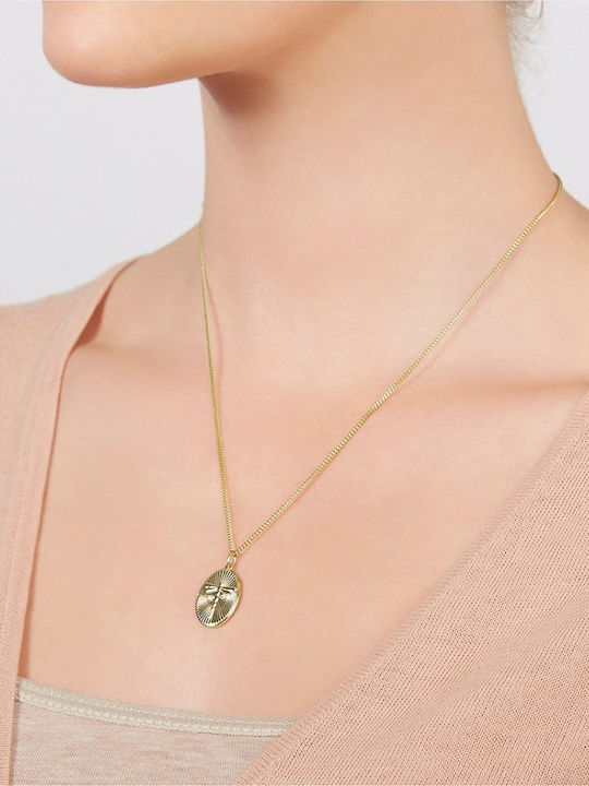Fossil Vintage Motifs Κολιέ από Επιχρυσωμένο Ατσάλι