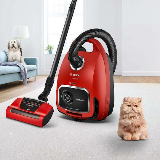 Bosch BGL6PET1 Ηλεκτρική Σκούπα 700W με Σακούλα 4lt Κόκκινη