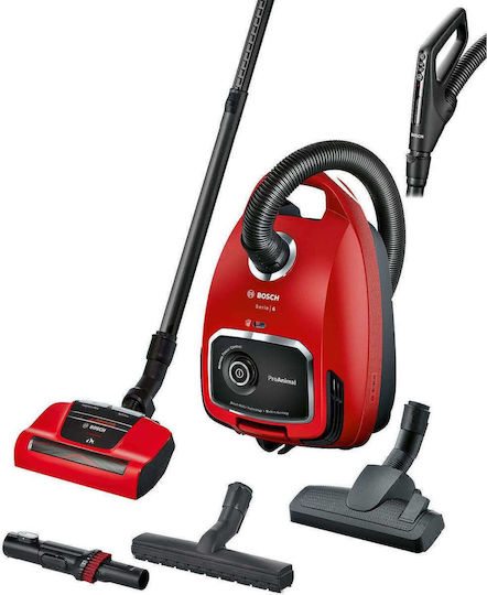 Bosch BGL6PET1 Ηλεκτρική Σκούπα 700W με Σακούλα 4lt Κόκκινη
