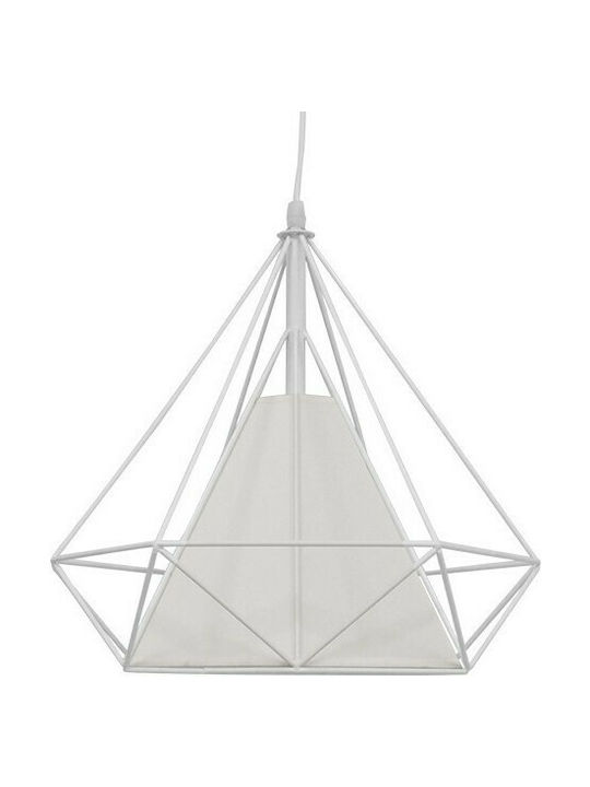 GloboStar Kairi Deckenleuchte Weißes Raster mit Lampenbirnensockel E27 38x39x39cm