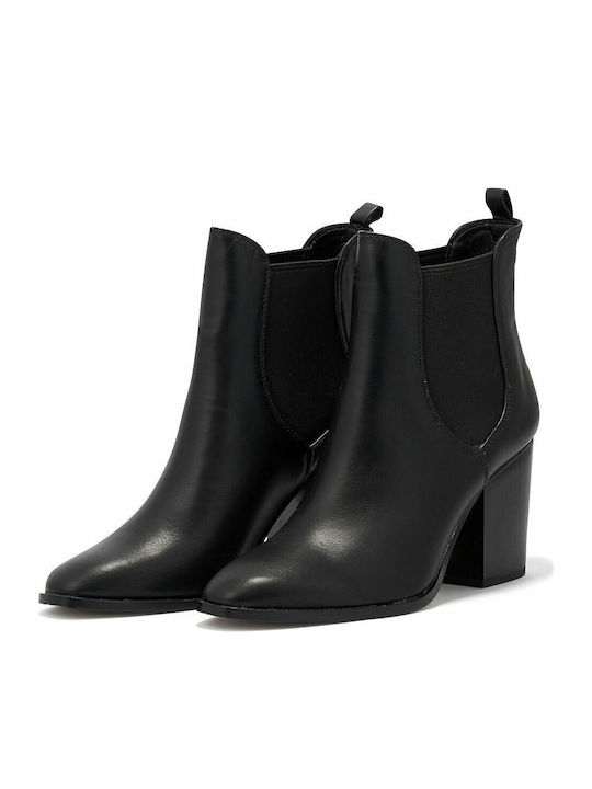 Damen Chelsea Stiefeletten mit hohem Absatz Schwarz