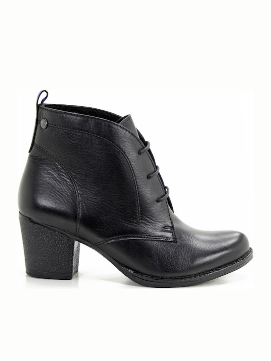 Leder Stiefeletten Damen Schwarz