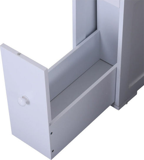 HomCom Wheeled Wooden Bathroom Furniture Bathroom Cabinet L52xW16xH71cm White