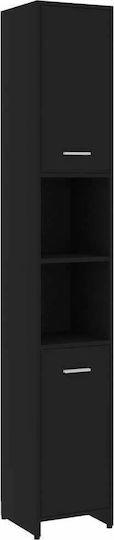 vidaXL Floor Bathroom Column Cabinet L30xD30xH183.5cm Black