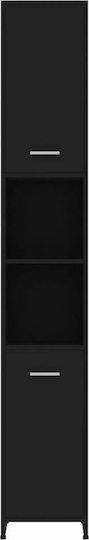 vidaXL Floor Bathroom Column Cabinet L30xD30xH183.5cm Black