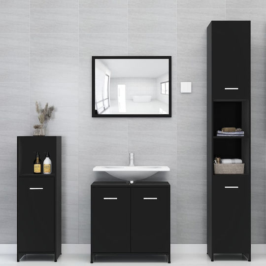vidaXL Floor Bathroom Column Cabinet L30xD30xH183.5cm Black