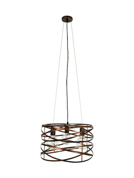 GloboStar Token Pendant Light Brown Grid with Socket E27 44x44x29cm
