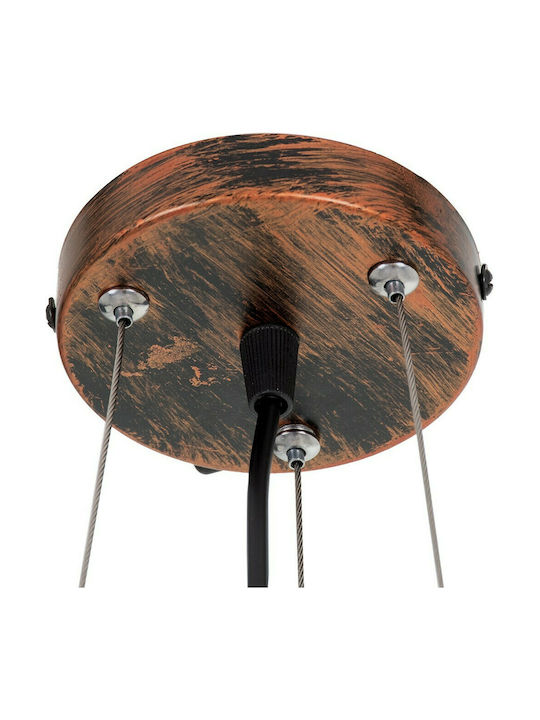 GloboStar Token Pendant Light Brown Grid with Socket E27 44x44x29cm