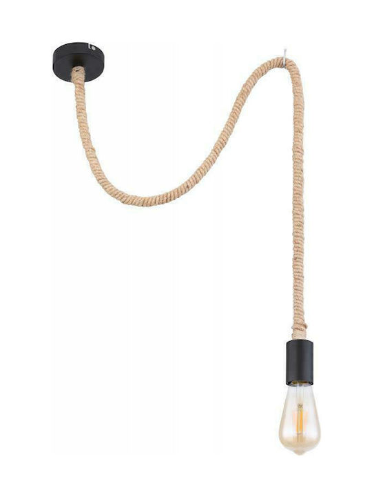 Globo Lighting Ulleu Pendant Light Black with Rope for Socket E27