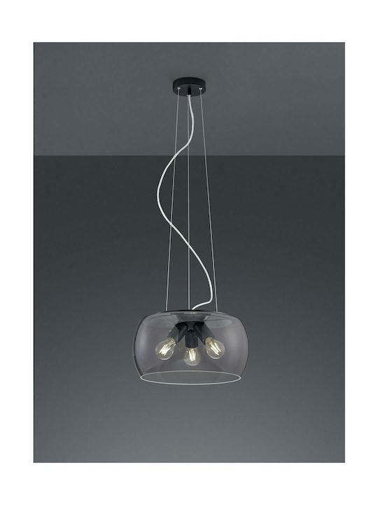 Trio Lighting Valente Ρυθμιζόμενο Κρεμαστό Φωτιστικό Μαύρο με Ντουί E27 40x40x150εκ.