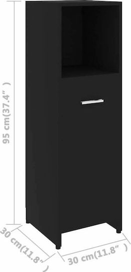 vidaXL Floor Bathroom Column Cabinet L30xD30xH95cm Black