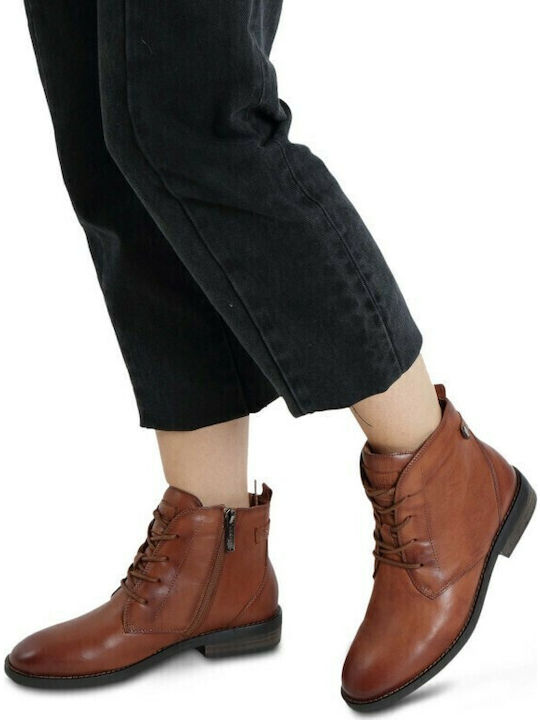 Leder Stiefeletten Damen Camel