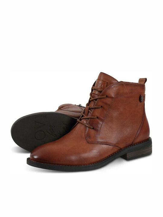Leder Stiefeletten Damen Camel