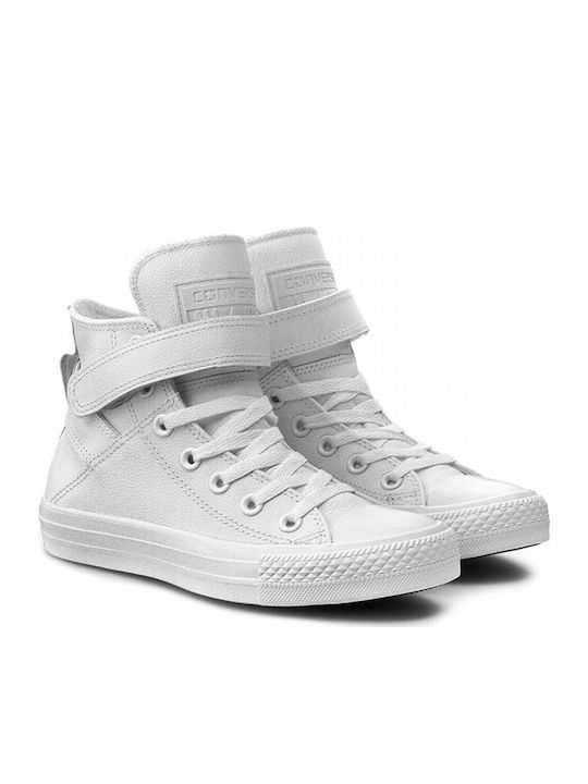 Converse Chuck Taylor All Star Hi Brea Adidași Din Piele Albi