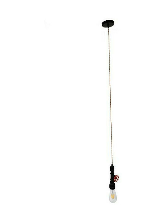 GloboStar Spout Κρεμαστό Φωτιστικό Μαύρο με Ντουί E27 5x7.5x20εκ.