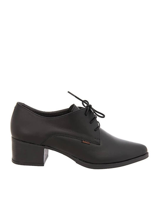 Leder Damen Oxford-Stiefeletten Schwarz