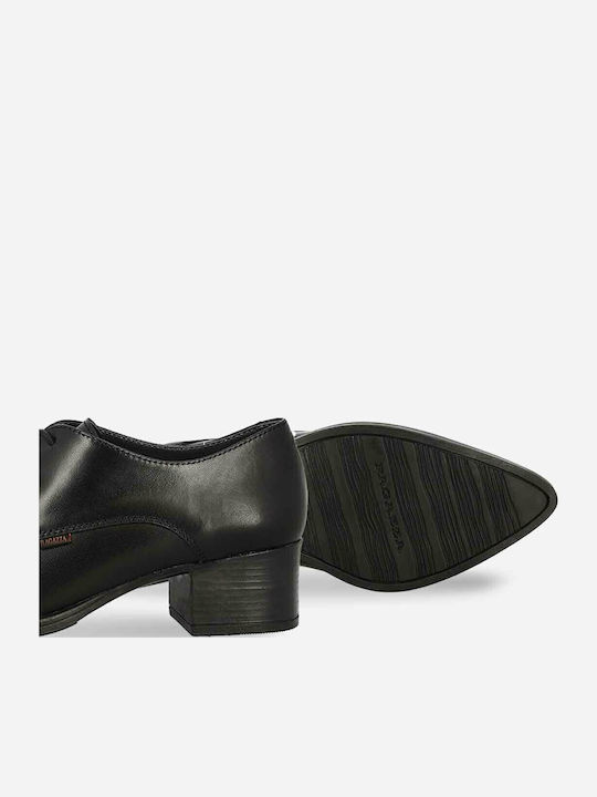 Leder Damen Oxford-Stiefeletten Schwarz