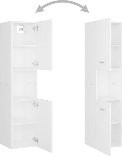 vidaXL Wall Hung Cabinet Bathroom Column Cabinet L30xD30xH130cm White
