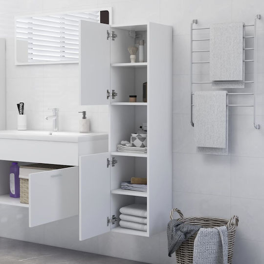 vidaXL Wall Hung Cabinet Bathroom Column Cabinet L30xD30xH130cm White