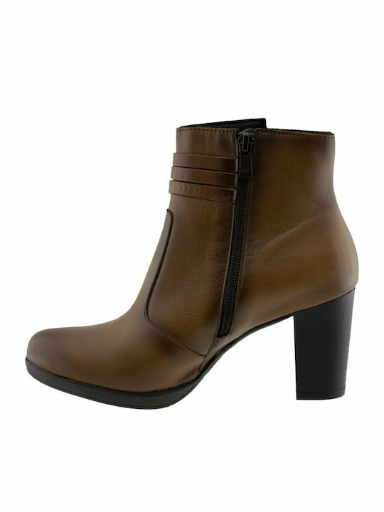 Leder Stiefeletten Damen Tabac Braun
