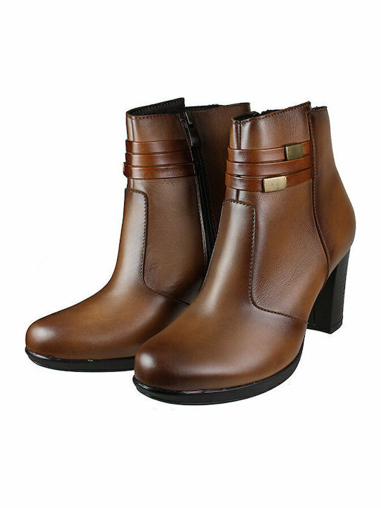 Leder Stiefeletten Damen Tabac Braun