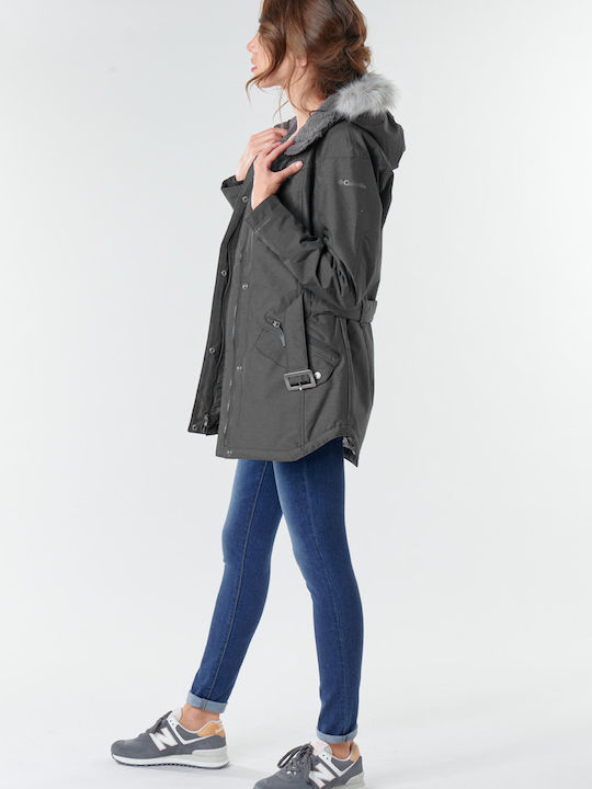 Carson Women's Long Parka Jacket for Winter with Hood Black