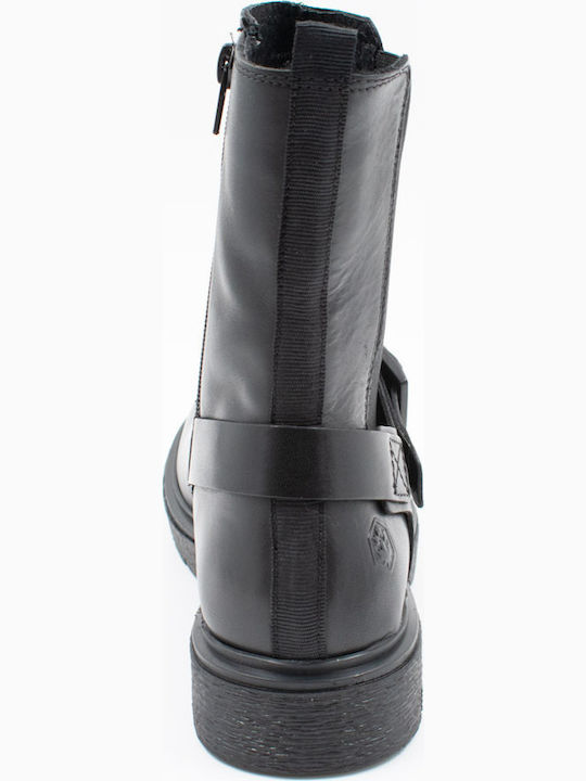 Leder Stiefeletten Damen Schwarz