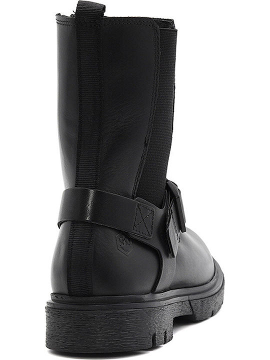 Leder Stiefeletten Damen Schwarz