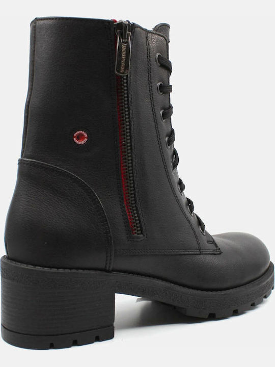 Leder Stiefeletten Damen Schwarz