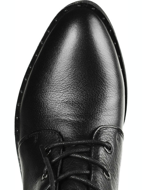 66968 Leder Stiefeletten Damen Schwarz