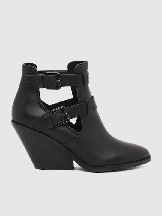D-Flamingo Leder Stiefeletten Damen Schwarz