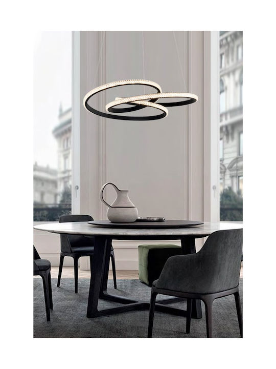 Viokef Berlin Pendant Light Black with Crystals 52x520x120cm