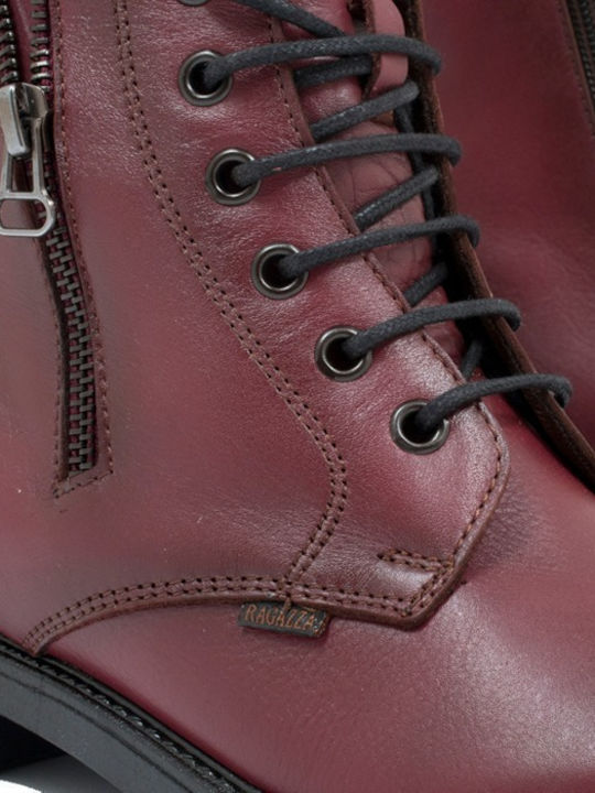 Leather Women's Ankle Boots Burgundy