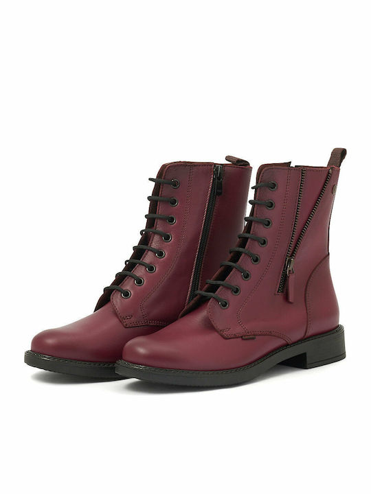 Leather Women's Ankle Boots Burgundy