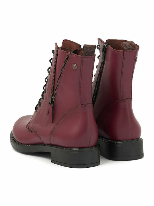 Leather Women's Ankle Boots Burgundy